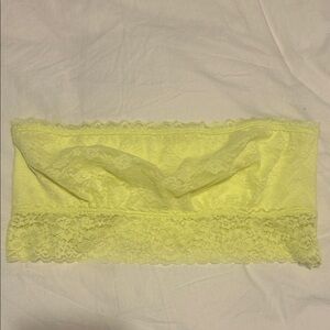 PINK Lace Bandeau Bralette - Neon Yellow with Boning in sides